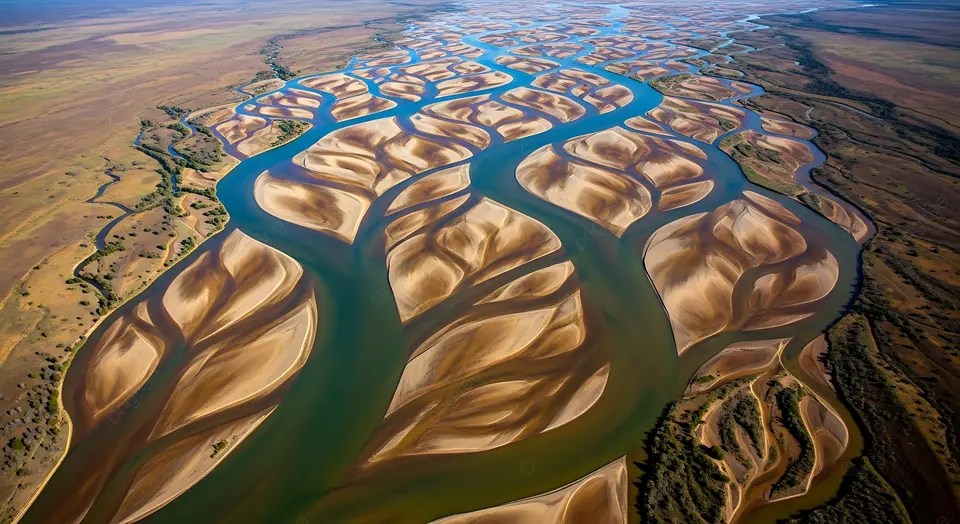 Aerial river channels representing integrated perspectives
